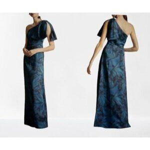 Sachin & Babi Chelsea Floral Print One-Shoulder Georgette Gown Size 2
